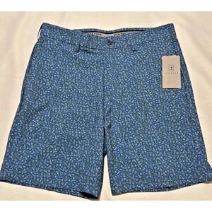 PGA Tour Men Sze 34 Golf Shorts Wicking Stretch Sailboat & Cocktails UPF 50 Navy